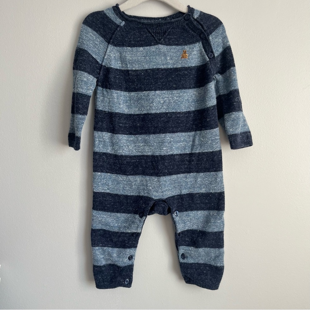 Striped navy blue one piece romper
